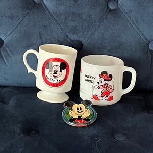 Vintage Mickey Mouse Mugs and pin